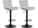 Set Di 2 Sgabelli Da Bar - Sgabello Alto - Design Moderno, Regolabile In Altezza E Girevole A 360° | Colore: Grigio | Materiale: Pelle Finta