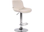 Sgabello Da Bar In Velluto - Design Moderno - Regolabile In Altezza E Girevole A 360° | Colore: Crema | Colore Base: Cromo