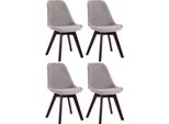 Set Di 4 Sedie Da Pranzo - Sedie Da Cucina - Design Confortevole In Velluto E Legno | Colore: Grigio | Colore Base: Noce