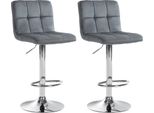Set Di 2 Sgabelli Da Bar In Velluto - Sgabello - Regolabile In Altezza E Ruotabile A 360° | Colore: Grigio Scuro, Colore Base: Cromo
