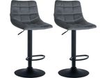Set Di 2 Sgabelli Da Bar - Sgabelli Da Cucina - Seduta Regolabile Per Un Comfort Ottimale | Colore: Grigio Scuro, Colore Base: Nero