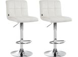 Set Di 2 Sgabelli Da Bar In Velluto - Sgabello - Regolabile In Altezza E Ruotabile A 360° | Colore: Crema | Colore Base: Cromo