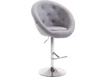 Sgabello Da Bar - Sgabello Alto - Ottimo Comfort Di Seduta E Girevole A 360°, Regolabile In Altezza | Colore: Grigio | Colore Base: Cromo