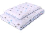 Set Lenzuola Per Neonati - Lettino - 100% Cotone, Delicato Sulla Pelle, 2 Pezzi, 135 X 100 Cm, Grigio/Blu