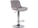 Sgabello Da Bar In Velluto - Design Moderno - Regolabile In Altezza E Girevole A 360° | Colore: Grigio | Colore Base: Cromo