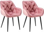 Set Di 2 Sedie Da Pranzo In Velluto - Set Di Sedie - Design Moderno E Comfort | Colore: Rosa