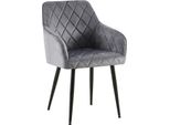 Comoda Sedia Da Pranzo In Velluto - Sedia Elegante, Comfort Duraturo - Struttura Robusta | Colore: Grigio Scuro. Materiale Del Telaio: Metallo Nero Opaco