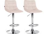 Set Di 2 Sgabelli Da Bar - Sgabelli Da Cucina - Seduta Regolabile Per Un Comfort Ottimale | Colore: Beige | Colore Base: Cromo
