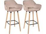 Sgabello Da Bar, Sgabello In Velluto, Elevato Comfort Di Seduta - Moderno - Legno Di Faggio | Colore: Grigio Chiaro