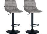 Set Di 2 Sgabelli Da Bar - Sgabelli Da Cucina - Seduta Regolabile Per Un Comfort Ottimale | Colore: Grigio | Colore Base: Nero