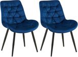 Set Di 2 Sedie Da Pranzo - Sedie In Velluto - Elevato Comfort Di Seduta | Colore: Blu Scuro
