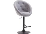 Sgabello Da Bar - Sgabello Alto - Ottimo Comfort Di Seduta E Girevole A 360°, Regolabile In Altezza | Colore: Grigio | Colore Base: Nero