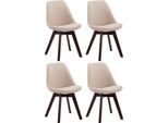 Set Di 4 Sedie Per Visitatori - Sedie Per Sala Da Pranzo - Comoda Posizione Di Seduta | Colore: Crema | Colore Base: Noce