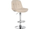 Sgabello Da Bar Con Rivestimento In Tessuto - Sgabello Alto - Comfort Regolabile E Girevole | Colore: Crema | Materiale Base: Metallo Cromato