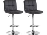 Set Di 2 Sgabelli Da Bar In Velluto - Sgabello - Regolabile In Altezza E Ruotabile A 360° | Colore: Nero | Colore Base: Cromo