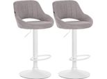 Set Di 2 Sgabelli Da Bar - Sgabello Da Bar - Regolabile In Altezza Con Funzione Girevole A 360° | Colore: Grigio | Materiale Base: Metallo Bianco Opaco