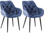 Set Di 2 Sedie Da Pranzo In Velluto - Set Di Sedie - Design Moderno E Comfort | Colore: Blu