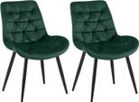 Set Di 2 Sedie Da Pranzo - Sedie In Velluto - Elevato Comfort Di Seduta | Colore: Verde