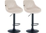 Set Di 2 Sgabelli Da Bar In Velluto - Sgabello Da Bar Regolabile In Altezza | Colore: Crema | Colore Base: Nero