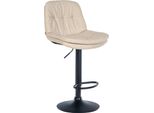 Sgabello Da Bar Con Rivestimento In Tessuto - Sgabello Alto - Comfort Regolabile E Girevole | Colore: Crema | Materiale Telaio: Metallo Nero Opaco