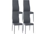 Set Di 4 Sedie Per Sala Da Pranzo - Set Per Sala Da Pranzo - Comodo Schienale Alto, Design Moderno | Colore: Grigio | Materiale: Pelle Finta