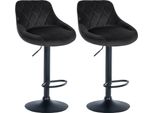 Set Di 2 Sgabelli Da Bar In Velluto - Sgabello Da Bar Regolabile In Altezza | Colore: Nero | Colore Base: Nero
