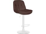 Sgabello Da Bar Con Rivestimento In Tessuto - Sgabello Alto - Comfort Regolabile E Girevole | Colore: Marrone | Materiale Base: Metallo Bianco Opaco