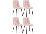 Set Di 4 Sedie Da Pranzo - Sedie Da Pranzo - Posizione Di Seduta Comoda, Facile Da Pulire | Colore: Rosa | Materiale: Morbido