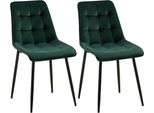 Set Di 2 Sedie Da Pranzo - Sedie In Velluto - Elevato Comfort Di Seduta | Colore: Verde | Materiale: Morbido