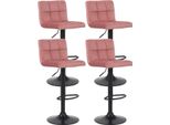 Set Di 4 Sgabelli Da Bar In Velluto - Sgabelli Da Bar - Comfort Ottimale | Colore: Rosa