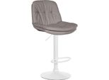 Sgabello Da Bar Con Rivestimento In Tessuto - Sgabello Alto - Comfort Regolabile E Girevole | Colore: Grigio | Materiale Base: Metallo Bianco Opaco