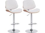 Set Di 2 Sgabelli Da Bar - Sedie Alte - Regolabili In Altezza E Girevoli | Colore: Noce/Crema | Colore Base: Cromo
