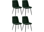 Set Di 4 Sedie Da Pranzo - Sedie Da Pranzo - Posizione Di Seduta Comoda, Facile Da Pulire | Colore: Verde | Materiale: Morbido