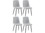 Set Di 4 Sedie - Sedie Da Pranzo - Comoda Seduta Trapuntata. Colore: Grigio | Materiale: Polvere