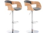 Set Di 2 Sgabelli Da Bar - Sgabello Da Bar - Eccezionale Comfort Di Seduta, Regolabile In Altezza | Colore: Naturale/Grigio Chiaro