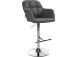 Sgabello Da Bar In Tessuto - Sgabello - Regolabile In Altezza, Girevole A 360° | Colore: Grigio Scuro. Materiale Base: Metallo Cromato
