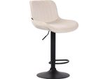 Sgabello Da Bar In Velluto - Design Moderno - Regolabile In Altezza E Girevole A 360° | Colore: Crema | Colore Base: Nero
