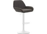Sgabello Da Bar In Tessuto - Sgabello Con Seduta - Schienale Laccato - Altezza Regolabile | Colore: Grigio Scuro, Colore Base: Bianco