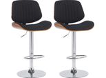 Set Di 2 Sgabelli Da Bar - Seggioloni - Regolabili In Altezza E Girevoli | Colore: Noce/Nero | Colore Base: Cromo