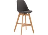 Sgabello Da Bar Con Rivestimento In Tessuto - Ottomana - Elevato Comfort Di Seduta - Struttura In Rovere | Colore: Grigio Scuro. Colore Dell'abbigliamento: Naturale