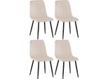 Set Di Sedie 4 Pezzi - Sedie Da Pranzo - Comoda Seduta Trapuntata, Colore: Crema | Materiale: Soft