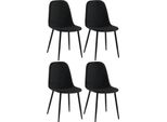 Set Di 4 Sedie Da Pranzo - Aggiornato - Di Facile Manutenzione - Design | Colore: Nero | Materiale: Polvere