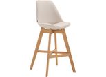 Sgabello Da Bar Con Rivestimento In Tessuto - Pouf - Elevato Comfort Di Seduta - Struttura In Legno Di Quercia | Colore: Crema | Colore Abbigliamento: Naturale
