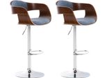 Set Di 2 Sgabelli Da Bar - Sgabello Da Bar - Eccezionale Comfort Di Seduta, Regolabile In Altezza | Colore: Noce/Blu