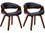 Set Di 2 Sedie Da Pranzo - Sedie Comode - Schienale Di Sostegno | Colore: Noce/Nero | Materiale: Pelle Finta