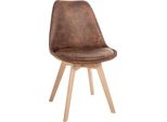 Sedia Da Pranzo Confortevole - Sedia Da Cucina - Rivestimento Di Facile Manutenzione | Colore: Marrone | Materiale: Pelle Finta