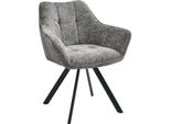 Sedia Da Pranzo, Sedia Girevole, Girevole A 180°, Tessuto O Velluto | Colore: Grigio Scuro, Materiale: Polvere