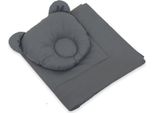 Set Per Culla, Culla Piegata - Incluso Cuscino Con Orsetto, 100% Cotone, Sicuro E Traspirante