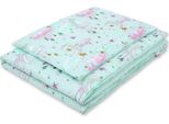 Set Lettino In Cotone Per Neonati - Culla - 100 % Cotone Sicuro, 2 Pezzi, 135 X 100 Cm, Menta Menta