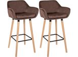 Sgabello Da Bar, Sgabello In Velluto, Elevato Comfort Di Seduta - Moderno - Legno Di Faggio | Colore: Caffè